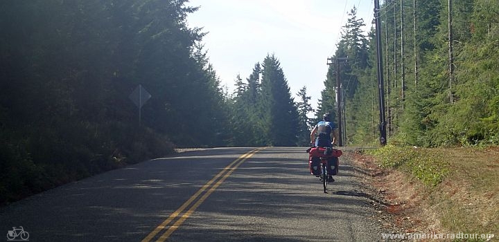 Mit dem Fahrrad von Bremerton nach Elma. Radtour Pazifikküste Vancouver - San Francisco