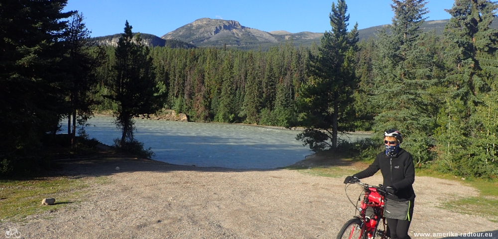 Con la bicicleta de Jasper a Columbia Icefield. Trayecto sobre el Icefields Parkway.