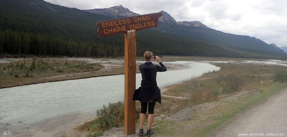 Con la bicicleta de Jasper a Columbia Icefield. Trayecto sobre el Icefields Parkway.