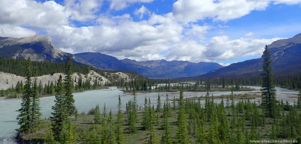 Mit dem Fahrrad von Jasper nach Columbia Icefield. Radtour über den Icefields Parkway.