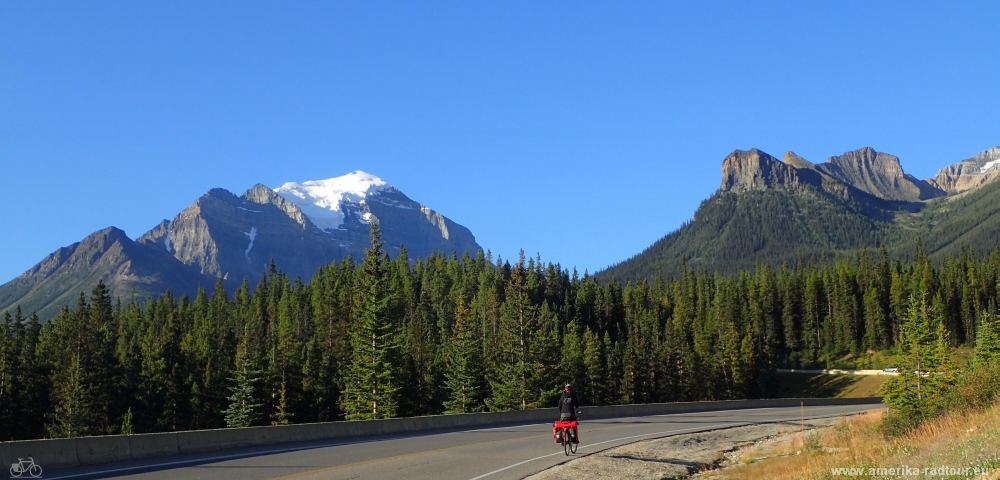 Cycling from Lake Louise to Golden.Trans Canada Highway by bicycle.