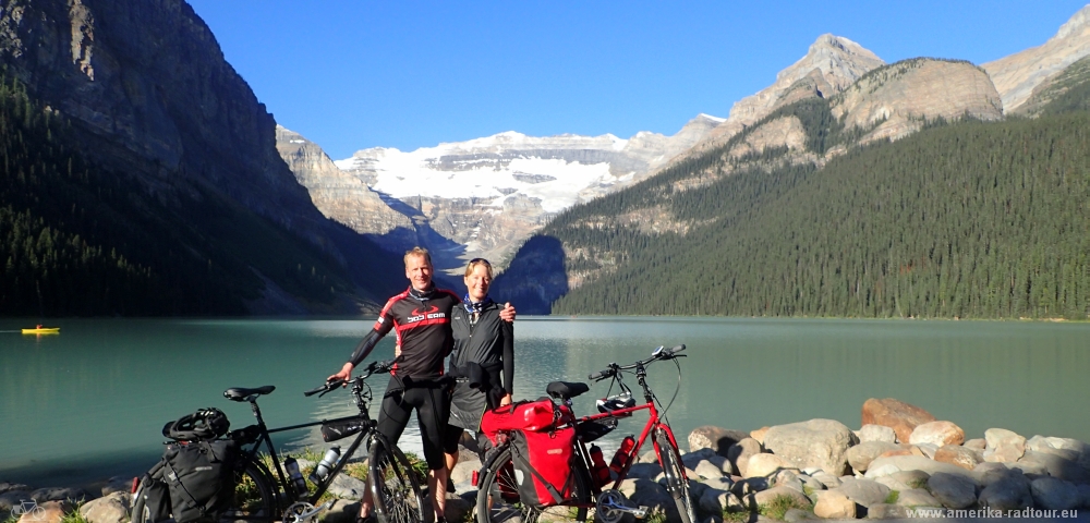 Cycling from Lake Louise to Golden.Trans Canada Highway by bicycle.