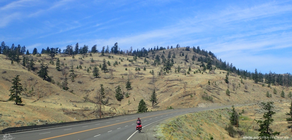 Cycling fromn Kamloops to Cache Creek. Trans Canada Highway by bicycle.