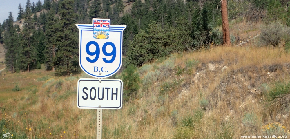 Con la bicicleta desde Cache Creek a Lillooet.. Trayecto sobre autopista99. 