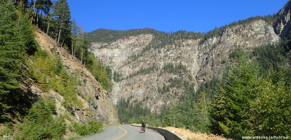 Mit dem Fahrrad von Lillooet nach Pamberton. Radtour über den Highway99..