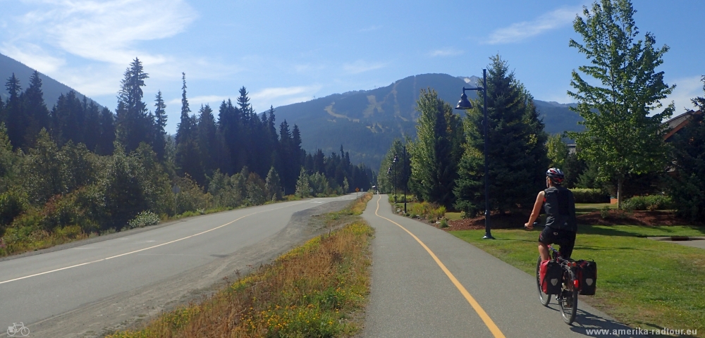 Mit dem Fahrrad von Pemberton nach Whistler. Radtour über den Sea to Sky Highway / Highway99. 