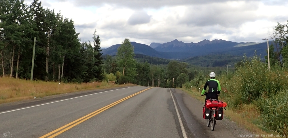 Mit dem Fahrrad von Smithers nach Whitehorse. Radtour über den Yellowhead Highway und Cassiar Highway. Etappe Smithers - New Hazelton. 