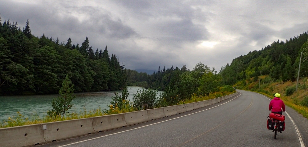 Mit dem Fahrrad von Smithers nach Whitehorse. Radtour über den Yellowhead Highway und Cassiar Highway. Etappe New Hazelton - Terrace.  