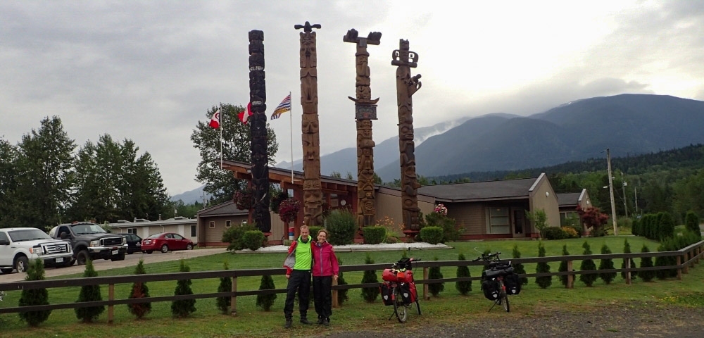 Mit dem Fahrrad von Smithers nach Whitehorse. Radtour über den Yellowhead Highway und Cassiar Highway. Etappe Smithers - New Hazelton. Old Skeena Bridge. 