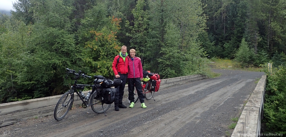 Mit dem Fahrrad von Smithers nach Whitehorse. Radtour über den Yellowhead Highway und Cassiar Highway. Etappe New Hazelton - Terrace. Kitwanga Junction. 