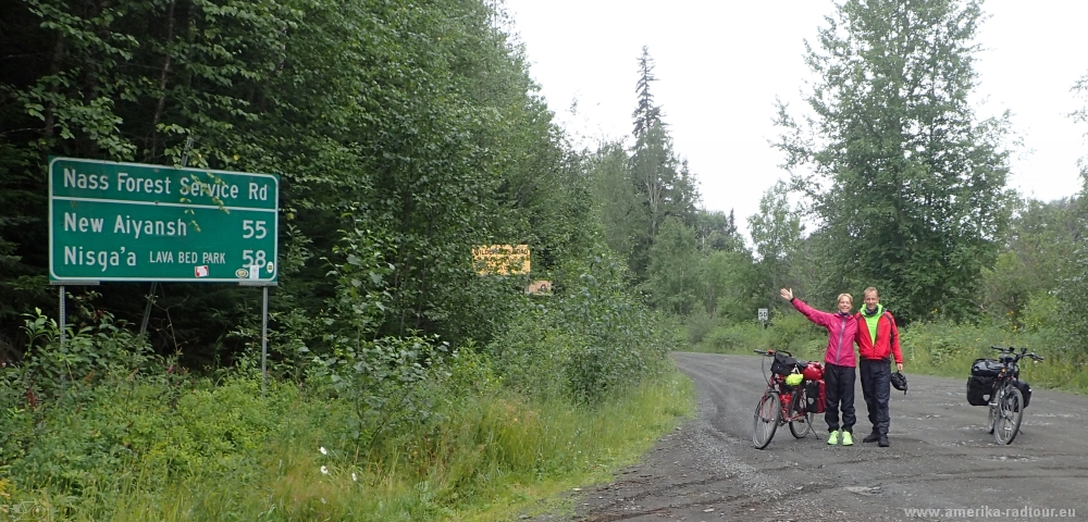 Mit dem Fahrrad von Smithers nach Whitehorse. Radtour über den Yellowhead Highway und Cassiar Highway. Etappe Smithers - New Hazelton. Old Skeena Bridge. 