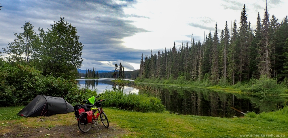 Mit dem Fahrrad von Smithers nach Whitehorse. Radtour über den Yellowhead Highway und Cassiar Highway. Etappe Smithers - New Hazelton. Old Skeena Bridge. 