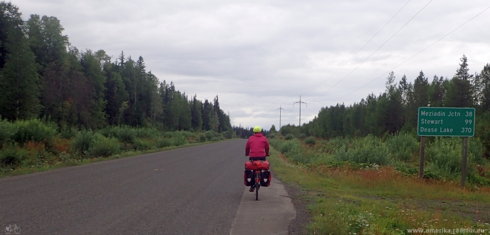 Mit dem Fahrrad von Smithers nach Whitehorse. Radtour über den Yellowhead Highway und Cassiar Highway. Etappe New Hazelton - Terrace 