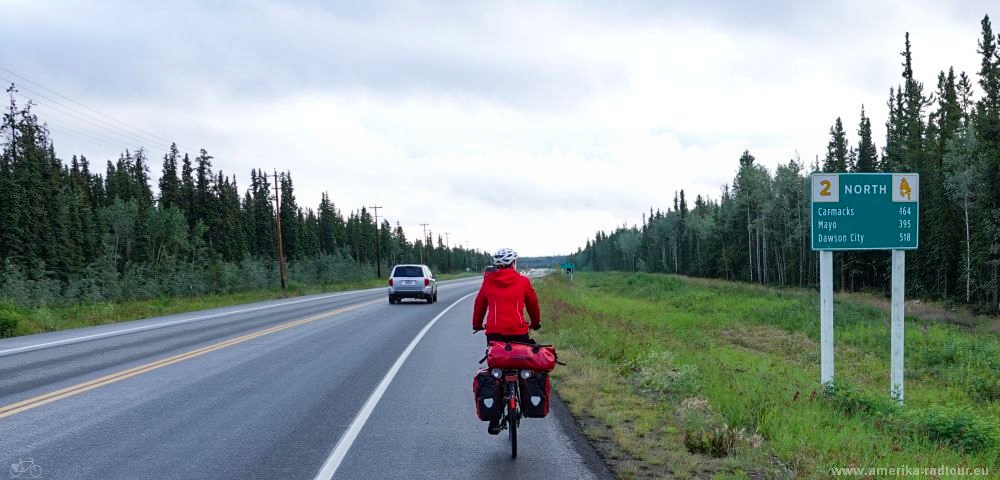 Cycling Klondike Highway from Whitehorse to Dawson City.   