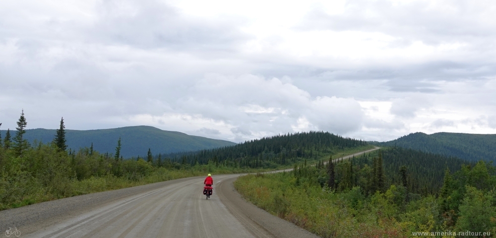 Mit dem Fahrrad von Whitehorse über Dawson City nach Anchorage, Top of the world Highway.  