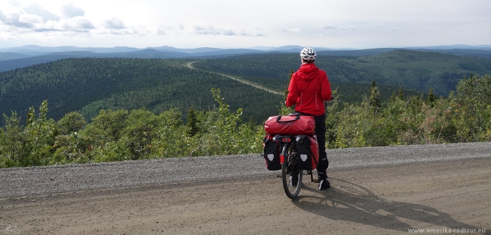 Cycling the Top of the world Highway from Dawson City to Chicken.   