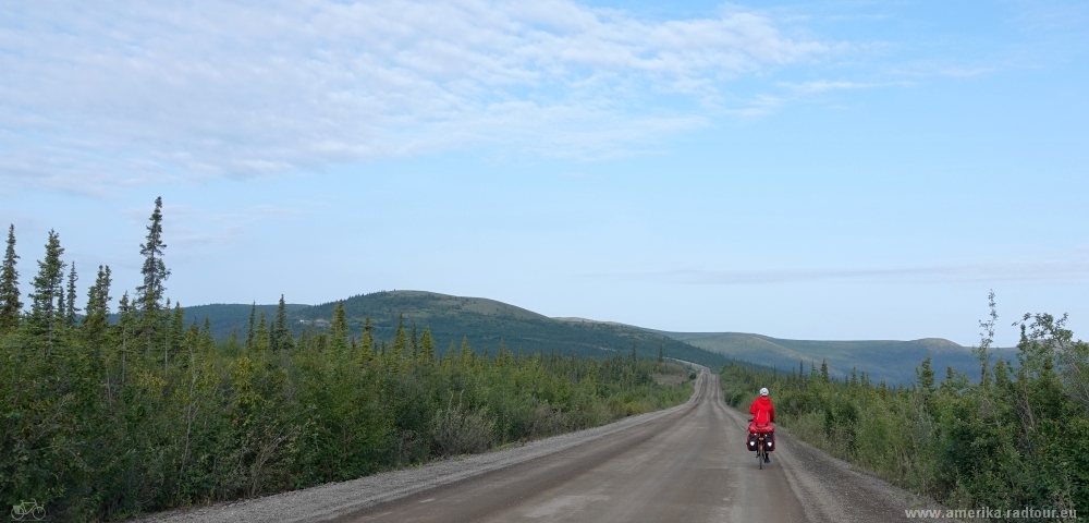 Cycling the Top of the World Highway westbound. 