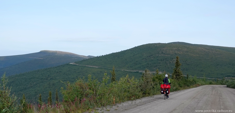 Cycling the Top of the World Highway westbound. 