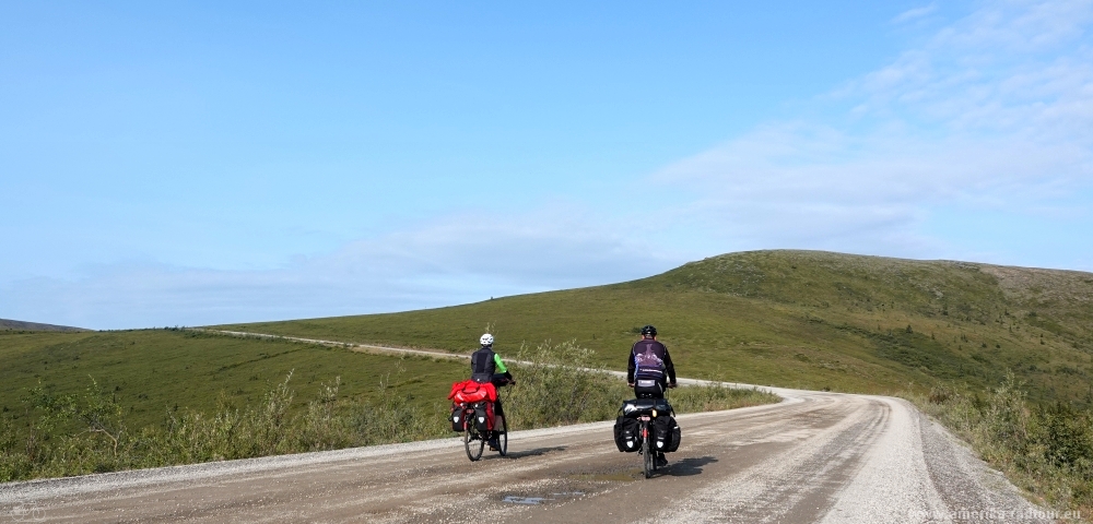 Cycling the Top of the World Highway westbound. 