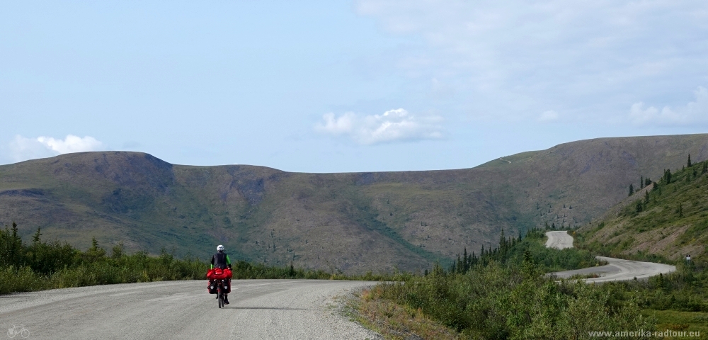 Cycling the Top of the World Highway westbound. 