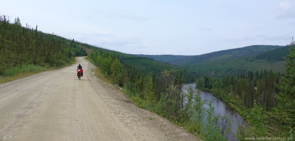 Cycling the Top of the World Highway westbound.