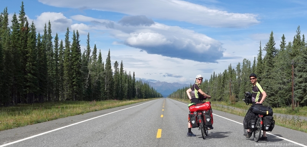 Cycling Aaska Highway northbound.   