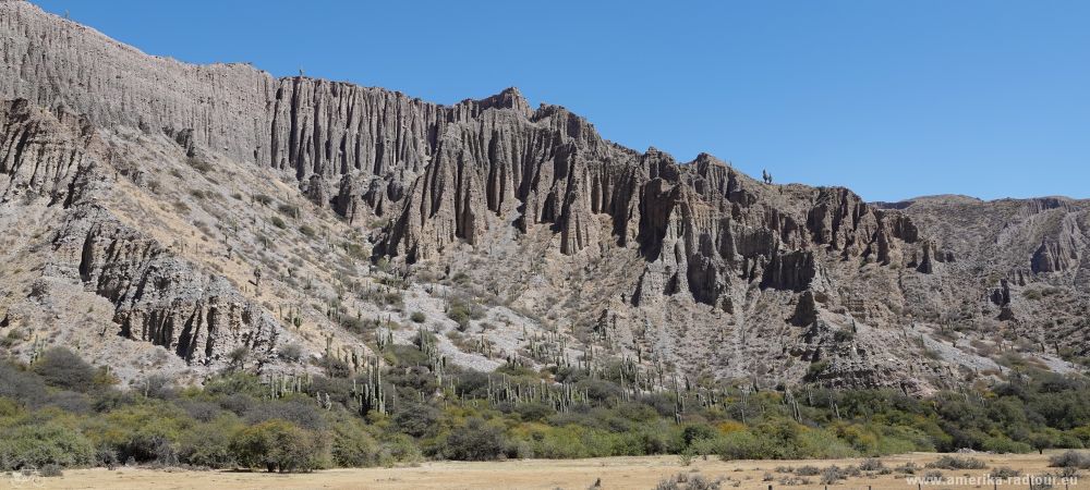 Cycling from Salta to Purmamarca.   