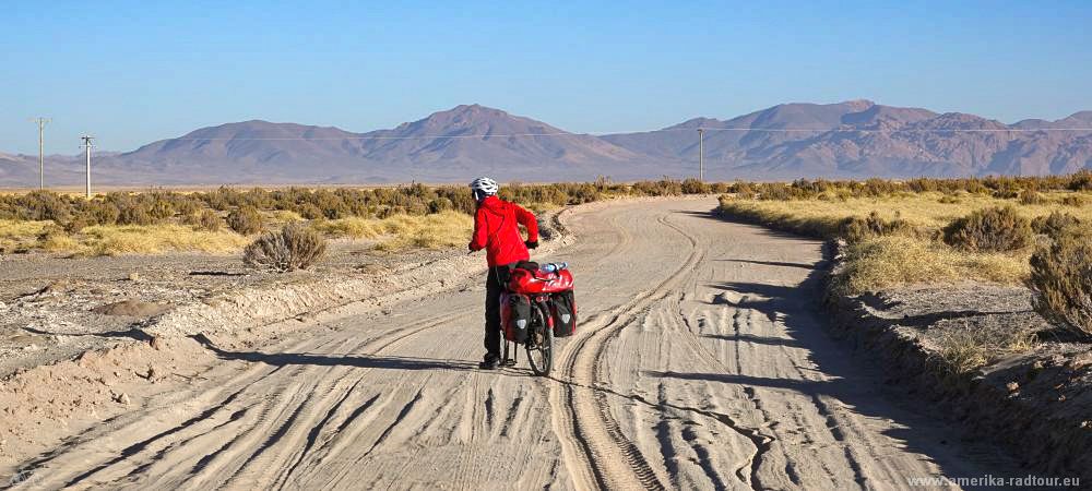 Cycling from Salinas Grandes to Susques following Ruta 52.   