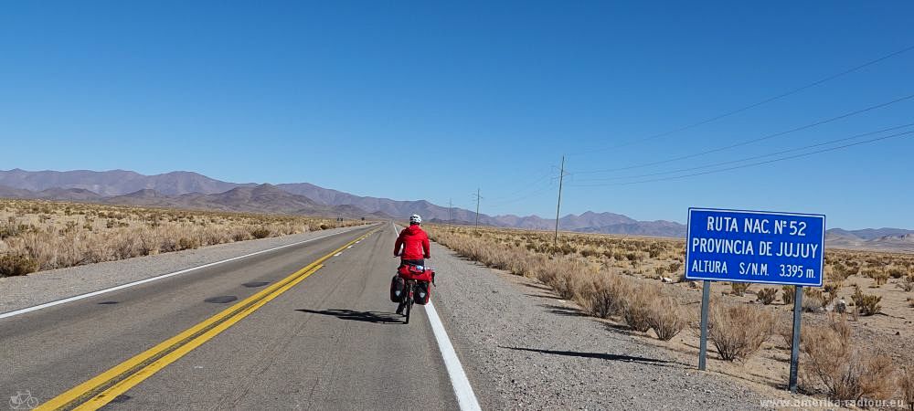 Cycling from Salinas Grandes to Susques following Ruta 52.  