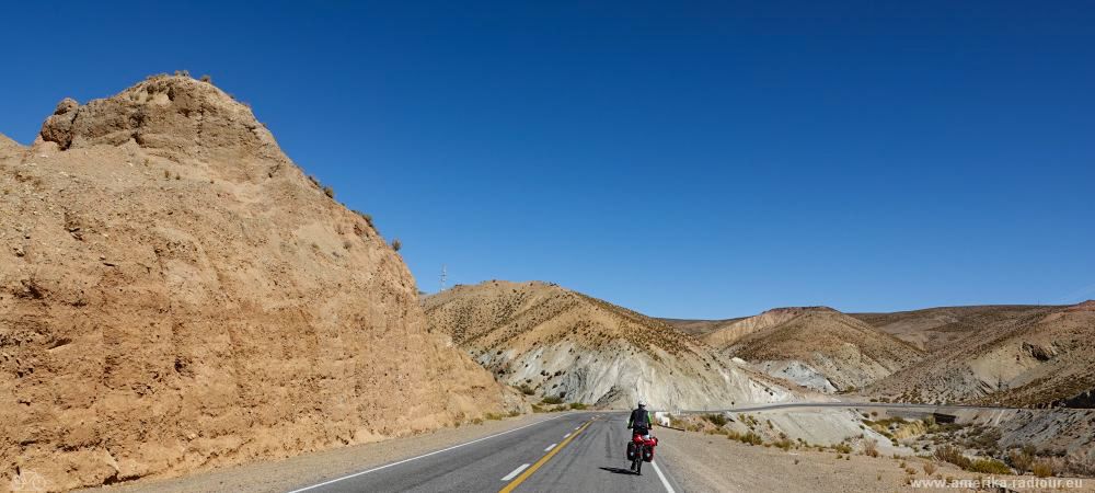 Cycling from Salinas Grandes to Susques following Ruta 52.   