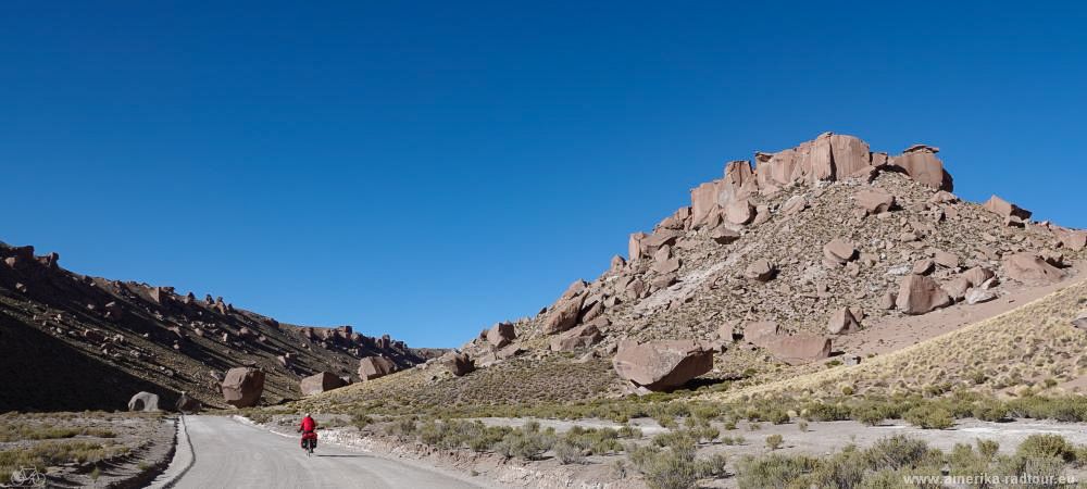 Mit dem Fahrrad entlang der Ruta40 von Susques nach San Antonio de los Cobres.    