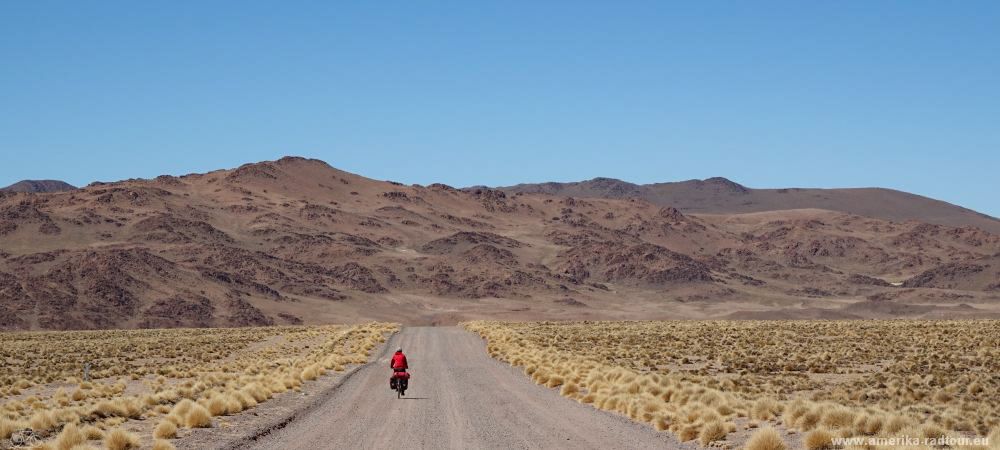 Mit dem Fahrrad über die Ruta 40 von Susques nach San Antonio de los Cobres.  