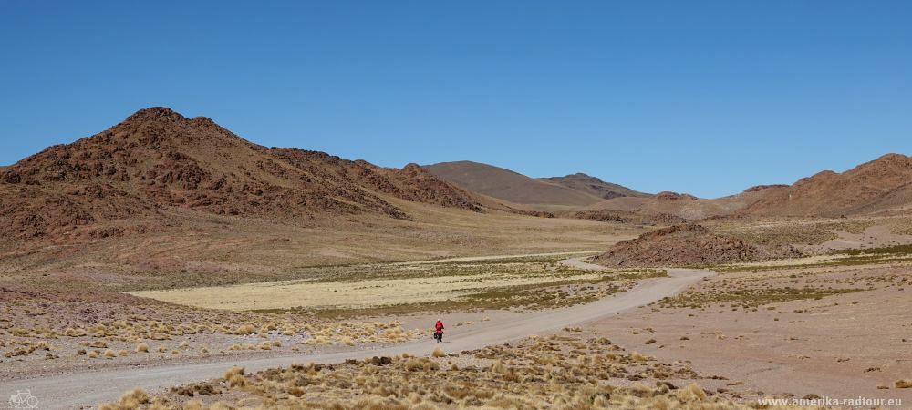 Mit dem Fahrrad über die Ruta 40 von Susques nach San Antonio de los Cobres.   