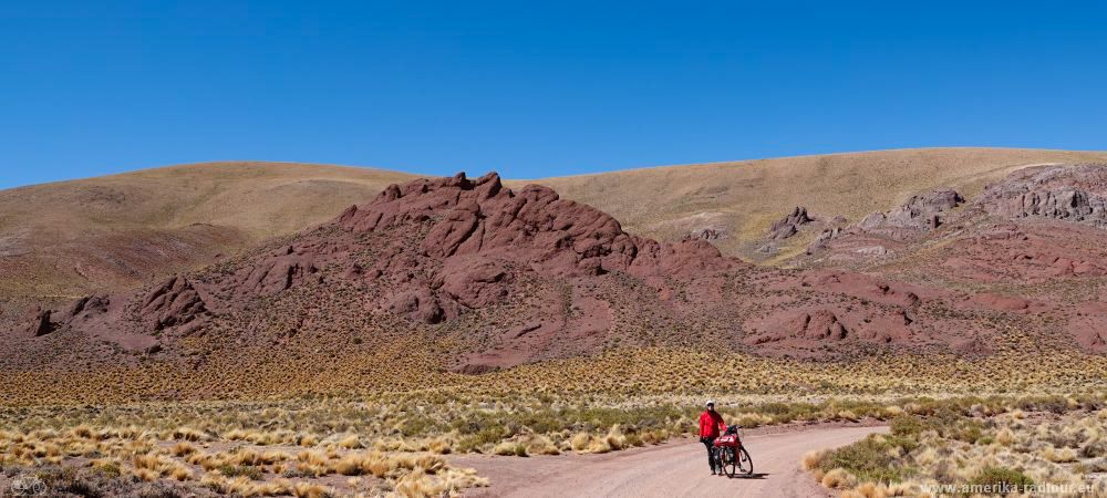 Mit dem Fahrrad über die Ruta 40 von Susques nach San Antonio de los Cobres.   